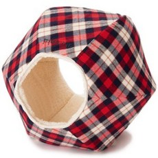 고양이 볼 하우스 숨숨집 침대 매트 방석 레드체크