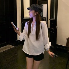 투니스 여성 루즈핏 단색 긴소매 셔츠