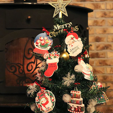 귀여운 크리스마스 트리 오너먼트 미니 카드 장식 8종, 책보는산타