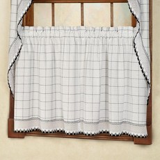 Sweet Home Collection Old World Style 꽃무늬 헤비 레이스 주방 커튼 91.4cm(36인치) 층 호프웰 화이트 335367