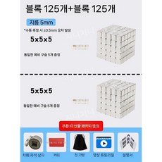 강한 마그네틱 벅 스퀘어 블록 2000 자석 재미있는 조립 빌딩 교육용 장난감, L. 5mm 정사각형 125개 + 125개(선물 팩)