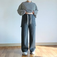 (일반 ver / 기모 ver ) 스트링 잔골지 니트 팬츠 임부복 팬츠 임산부하객룩 가을 겨울