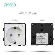 BSEED WIFI 벽 조명 스위치 유리 패널 부품 흰색 스마트 터치 기능 EU 소켓 전원 콘센트, 6 WIFI Socket Part