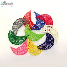 넝쿨 리스틀 초승달 자연소재 수공예 칼라 혼합 미니 조화 벽걸이 장식 현관 인테리어 자이언트캣