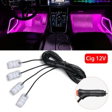 LED 자동차 인테리어 주변 발 스트립 라이트 키트 액세서리 장식 램프, 04 Cig Pink 4 in1