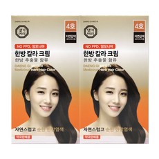 댕기머리 한방칼라크림 새치염색약 약국판매용 - 03176, 자연갈색(4호), 2개