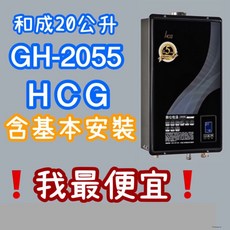 和成 HCG 20公升數位恆溫熱水器 GH2055 全省安裝 泡澡/泡湯/大廈專用, 1個, 無舊機含基本安裝(新安裝)