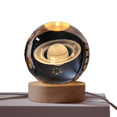 헬스와미 LED 인테리어 조명 수면 무드등 집들이 선물 취침등 수정구, 토성+유선받침대, 1개