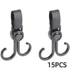 회전식 더블 후크 유모차 여행 액세서리 쇼핑 소품 다기능 휴대용 플라스틱 후크 유모차, [01] 15PCS