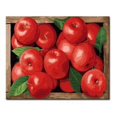 DIY캔버스페인팅 명화그리기 액자 그림 세트 유화 - 정물 40x50, S65_부귀홍사과, 1개