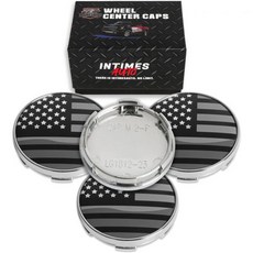 63MM 2.5인치 Dodge Ram 6KF18TRMAA 림 휠 센터 허브 캡 미국 국기가 있는 글로스 블랙 4개 팩, Chrome with American Flag, 56.4MM O.D. / 52.9MM I.D.