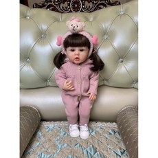 NPK 仿真 娃娃 重生 娃娃 嬰兒 軟膠 公主 女孩 玩具 55cm 可洗澡 兒童節 寵物, 1個, 糖糖   *55CM頭髮假髮套