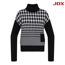 JDX 여성 워셔블 체크 루즈핏 하이넥 풀오버(X2SPU8347BK)