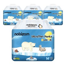 나비잠 기저귀 울트라씬 듀얼핏 팬티 4팩, 중형(M), 128매
