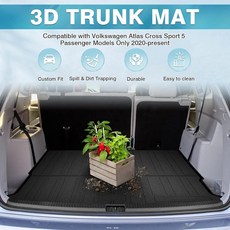 MixSUPER 슈퍼 2020-2025 폭스바겐 아틀라스 크로스 스포츠용 카고 라이너 5명의 승객 모델용 전천후 매트 후면 트렁크 라이너 트레이 블랙, MixSUPER 슈퍼 2020-2025 폭스바겐 아틀라