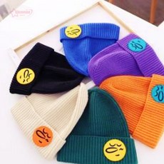 서락 아동 칼라 패치 골지 니트 비니 니트비니