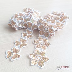 골드 꽃잎스팽클레이스 홀로그램 레이스 DIY악세사리 의류부자재, 2개, 1번