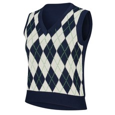 女款菱形圖案高爾夫背心針織背心