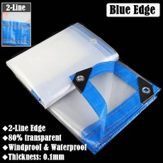 발코니 가림막 발코니 스크린야외 투명 방수포 0.1mm 정자 퍼걸라 창문 방풍 천막 정원 식물 방수 캔버스, 02 1x1m, 06 Blue edge