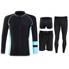 Surfrider 5件全套男款藍色線條拉鍊式防曬衣 大尺碼 SURFRIDER