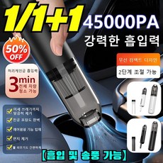 1/1+1 무선 차량용 미니 청소기【흡입 및 송풍 가능】 45000pa 휴대식 무선 초강력 차량용 청소기, (1+1개)화이트