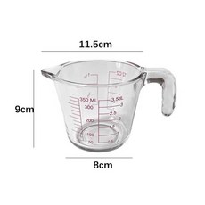 高硼硅鋼化玻璃量杯 廚房烘焙耐熱刻度量杯, 350ml, 1個