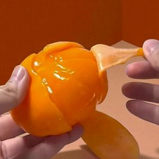 귤 말랑이 스트레스볼 감귤 스퀴시 껍질까는 쫀득 주물럭 킹받는 장난감 선물, 1개