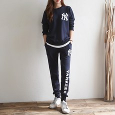 New York Yankees Newcare女款寬鬆版型運動服套裝層次套裝女款束口褲刷毛套裝