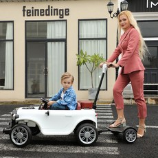 전동 전동차 리모컨 자동차 조카 부모탑승 아기 4륜, 전기, 화이트 듀얼모터 소프트시트 페달