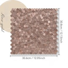 럭셔리 금속 스테인레스 모자이 스틸 3D 욕실 알루미늄 육각형 타일 모자이크, 1Pcs, Rose