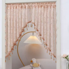 MorningSea 프랑스식 레이스 아치형 커튼 현관 거실 플라워 태슬 침실 인테리어 커튼