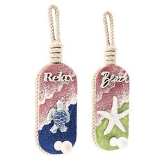 Pechpell 해변 장식 벽 후크 2개 19.9 x 7.1cm(7.9 2.8인치) 3D 불가사리 바다 거북 벽걸이 아트 해안 테마 집 방 욕실 침실 홈 데코 106847, Pechpell 해변 장식 벽 후크 2개, 19.9 x