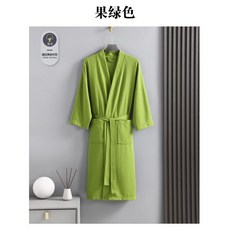 五星級酒店美容院浴袍 女長款薄款夏季親膚浴衣, 青果綠 輕薄 輕透 親膚浴袍 ,XL 適閤190斤以下 可定logo