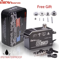 Yipinservo 브러시리스 10kg 서보 로우 프로파일 금속 짧은 몸체 원격 제어 자동차 rc 부품 RC 1/8, 13 G20cls 20kg180degree