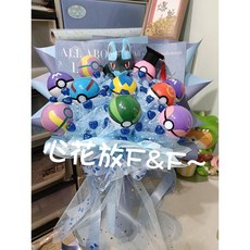 心花放K&F 寶可夢路卡利歐大精靈球花束 情人節花束/畢業花束/生日花束/各式花束, 1個