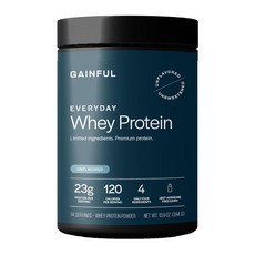 Gainful 린 유청 단백질 파우더 1회 제공량당 20g 무향 마른 근육 신진 대사 및 포만감 녹차 추출물 소화 효소 유기농 섬유 14회 분량 195678, 13.9 Ounce (Pack of 1), Whey - Everyday, 1개