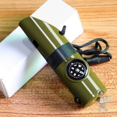 七合一多功能口哨 戶外求生指南針 放大鏡 手電筒 溫度計, 多功能【7合1】口哨, 1個