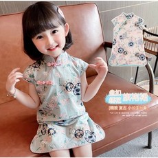 夏季女寶寶女童氣質連旗袍身洋裝