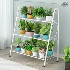 JS리빙 3단 철제 화분 선반대 화이트 블랙 계단식 엔틱 높은 대형 빈티지 인테리어 화분대 테이블 거실 정리대 베란다 다육이 진열대 다이 선반 받침대 이동식 정리 스탠드 YK, WHITE(단품)