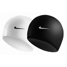 NIKE LOGO印花矽膠泳帽 黑色+白色