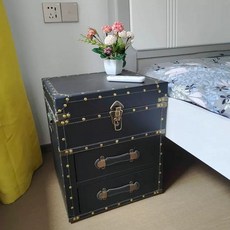 엔틱 낮은협탁 미니 선반 사이드 협탁 침대 옆 A 레트로 2단, 1개, D. 순수 검정 사이드 보드