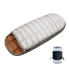LINSHU 경량 1인용 동계침낭 2.5KG 에그 오리털다운 백패킹 캠핑 등산 차박 전용, 1개, 베이지