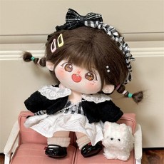 면 인형 옷 20cm 소녀 스커트 세트 예쁘고 인형옷 아이돌인형 스커트 체크, 20cm 면 인형 옷 (인형 없음), 작은 검은색 드레스 수트