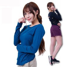 戶外趣 女款瑜珈彈力伸展長袖T恤，親膚舒適，運動速乾，兩色可選