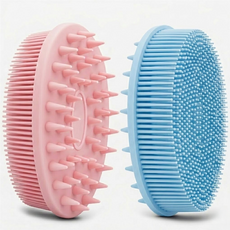플로우샵 샴푸&샤워 올인원 실리콘 브러쉬, 2개, 1개입, 핑크+블루