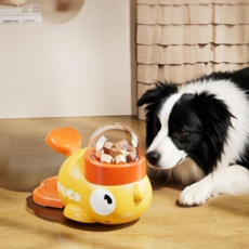 이지모먼트 귀여운 오리 모양 강아지 고양이 간식놀이 장난감 도그챌린지 노즈워크 사료 장난감, 1개, 노란색