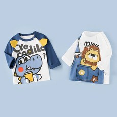 DUO.XI.LU.KA 嬰兒長袖上衣兩件組，純棉薄款，適合春秋季，男女童寶寶皆可穿著