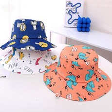 공룡 유니콘 패턴 벙거지 모자 자외선 차단 봄 여름 가을 야외 활동 귀여운