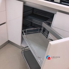 富爾康 King皇冠 廚房櫥櫃轉角拉籃收納小怪物 內置碗籃調味籃 全拉出置物架, 1個, H07003R(右開)鐵鍍鉻