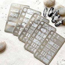 네일 레이스 스탬핑 플레이트 5종 택1, 1개, BC03